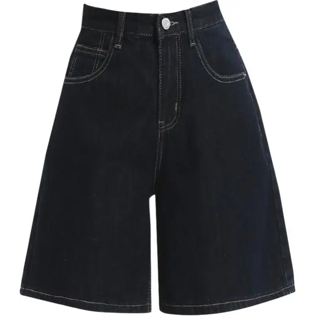 拾籍 小众复古高腰设计感显瘦简约休闲宽松舒适阔腿牛仔短裤 女款