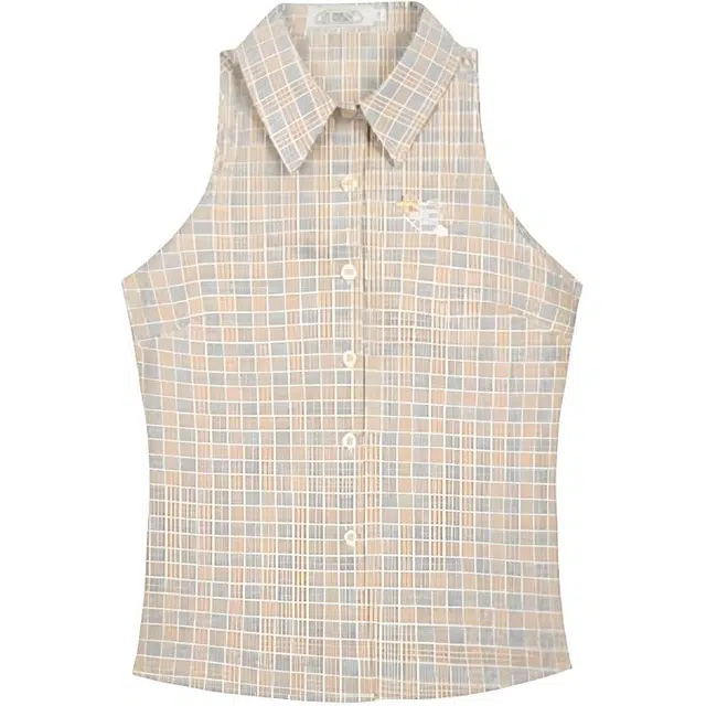 苏九儿 美式甜酷翻领无袖显瘦 衬衫 女款