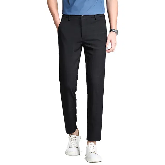 红豆 挺括易打理色织格纹轻薄透气弹力耐皱亲肤百搭直筒长裤休闲裤 男款