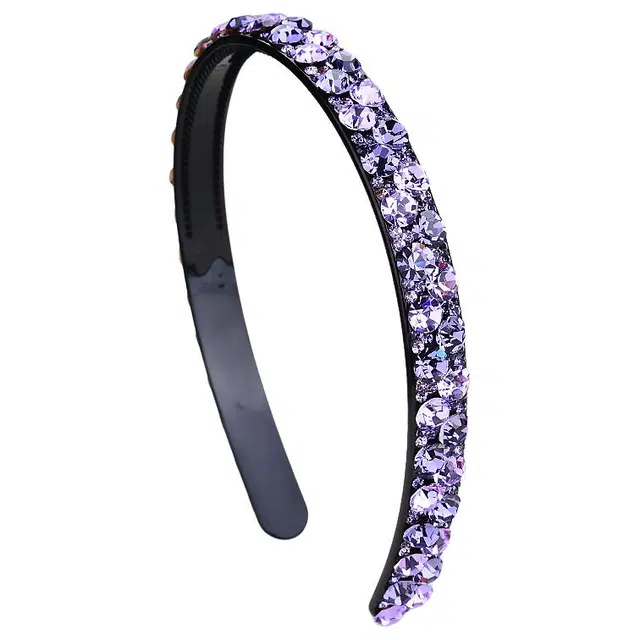 左欧 紫色宽边水钻宽版高级感气质发卡重工头箍 亚克力 发箍 女款