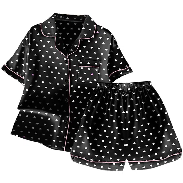 俏韵 翻领夏季可爱短袖休闲简约舒适夏天薄款家居服可外穿睡衣套装 女款