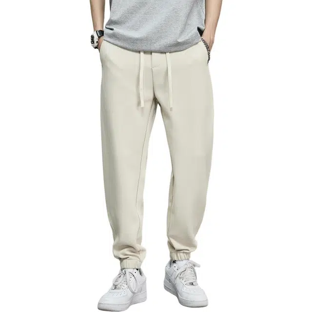 童先森 薄款休闲裤潮流抽绳宽松束脚纯色高街运动长裤卫裤 男款