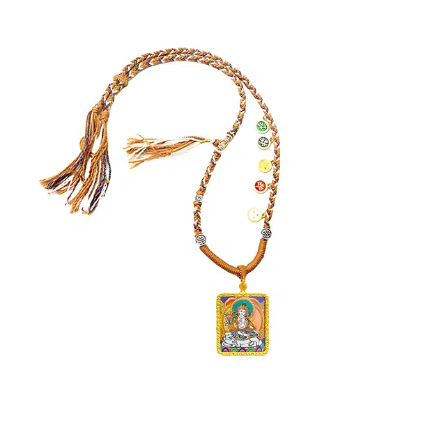 重庆金店 【正财偏财财源滚滚来】普贤菩萨 十二生肖本命佛 民族风手绘唐卡 描金财神守护神庇佑上岸#好运 合金 项链 男女同款情侣款