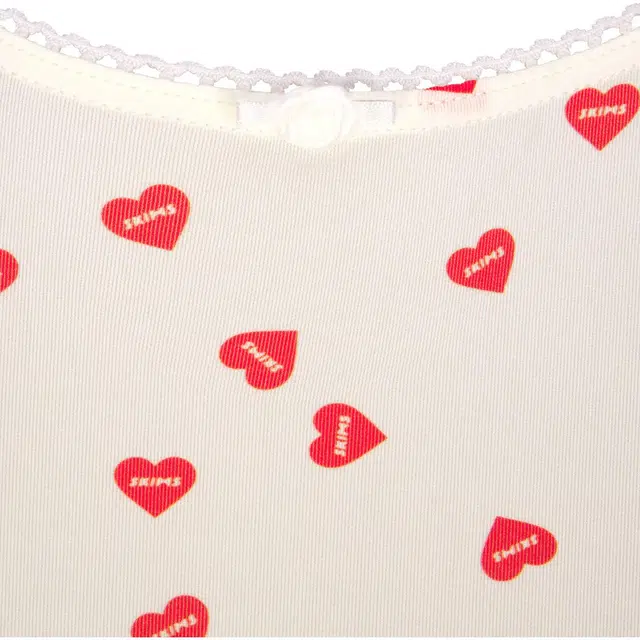 SKIMS FITS EVERYBODY PICOT TRIM SQUARE NECK BODYSUIT RUBY HEART PRINT