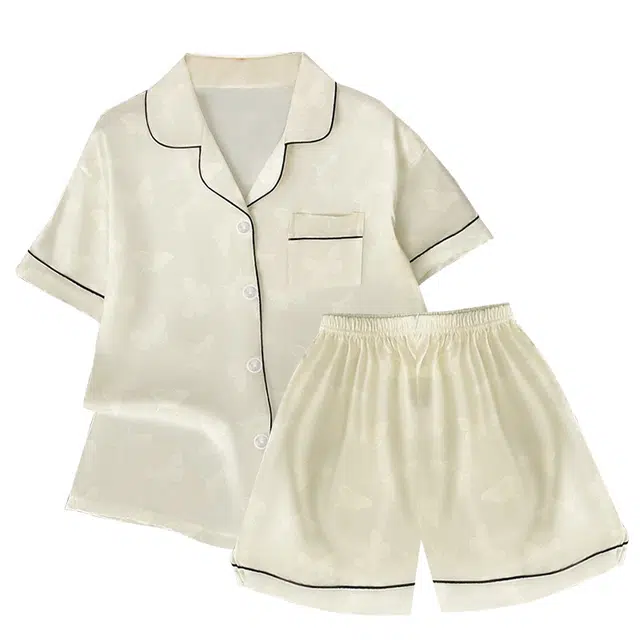 俏韵 翻领夏季可爱短袖休闲舒适夏天薄款家居服可外穿睡衣套装 女款