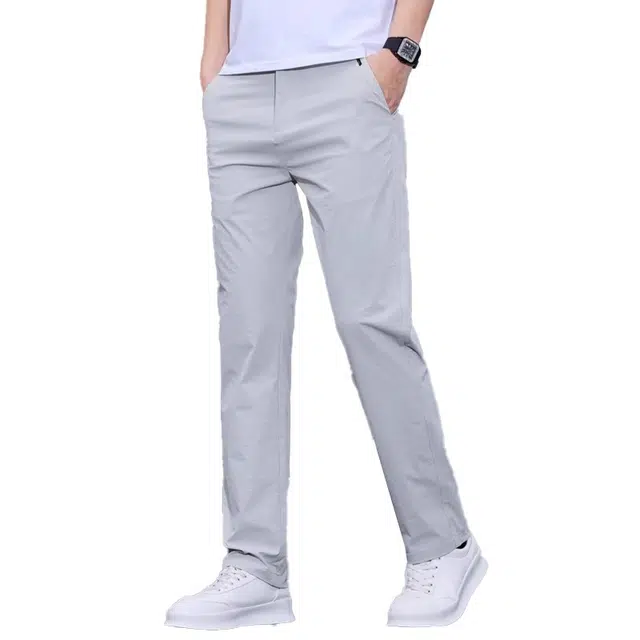 炳盛 薄款冰丝宽松直筒潮流商务百搭弹力长裤子休闲裤 男女同款