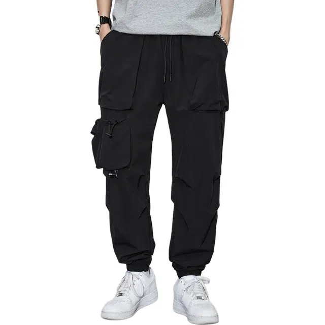 童先森 薄款潮牌纯色工装裤中腰长裤休闲裤 男款