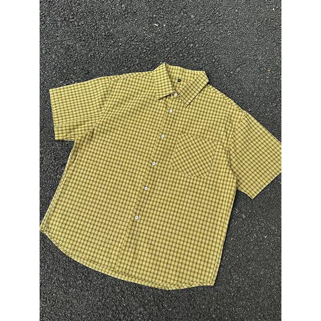 零氏 宽松纯色格子复古百搭短袖衬衫 男女同款