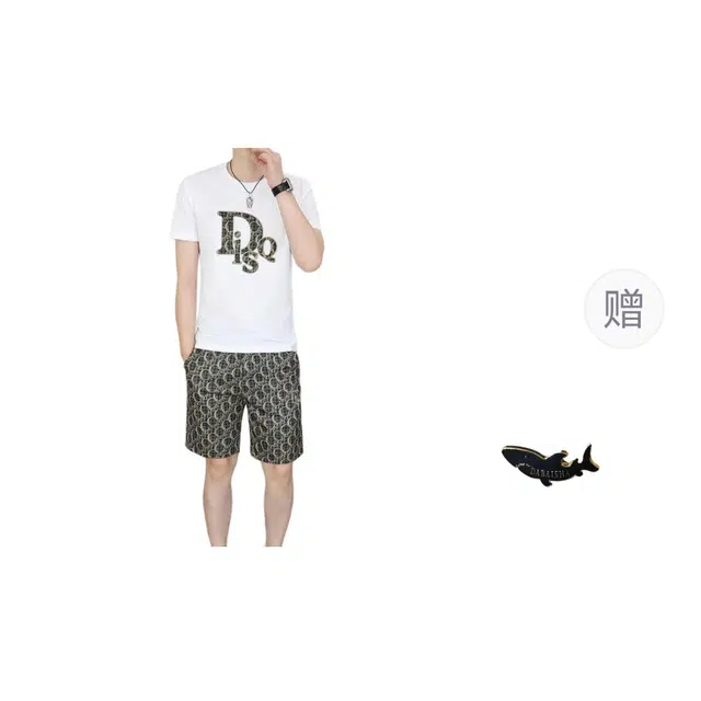 大白鲨 冰丝欧货轻奢短袖五分裤休闲运动套装 男款