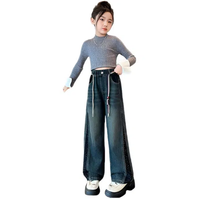 天才小熊女童夏季运动裤大童潮牌小孩衣服 青少年裤子洋气时髦 韩版直筒板