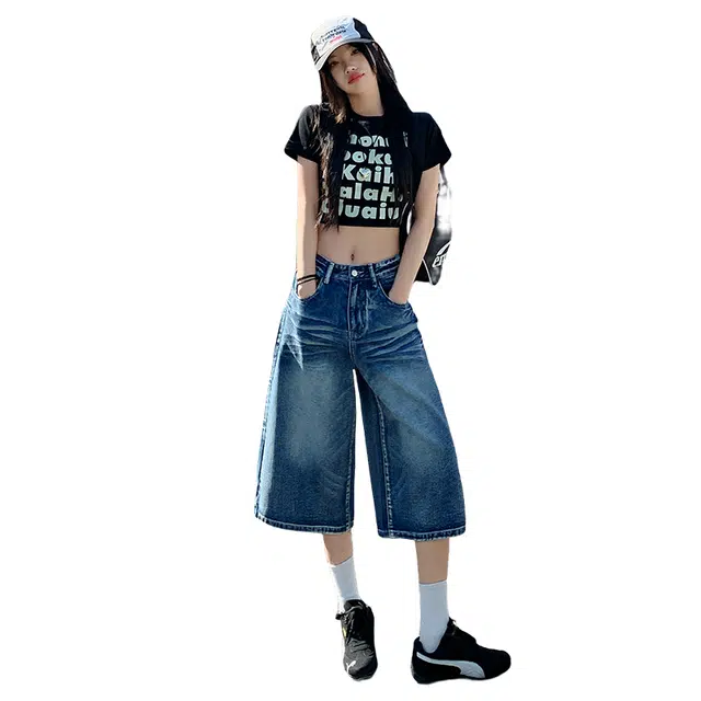 玫丝朵 百搭气质高腰牛仔短裤 女款