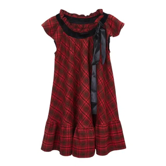 小卷要加油 格子简约舒适圆领无袖连衣裙 女款