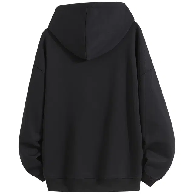 吾皇猫 原创美式复古学院风简约百搭卡通动漫印花连帽套头运动休闲宽松舒适透气无性别主义多巴胺色系基础款纯色长袖卫衣 男女同款