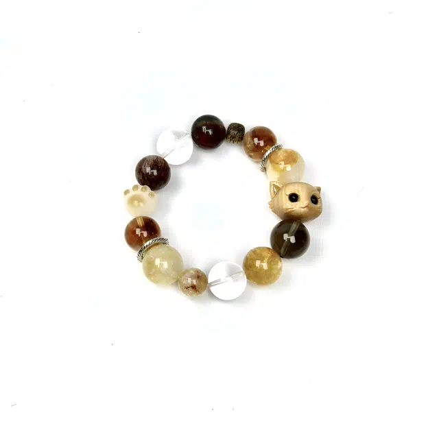 【招财猫次元 暴富代码】 优奕芳 萌趣猫脸设计  小众个性 新中式 日进斗金好运上岸小众天然 白水晶 手串 男女同款情侣款