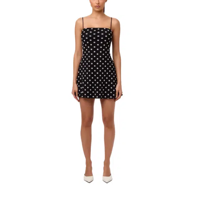 NAKED WARDROBE Polka Dot A-Line Mini Dress Mesh