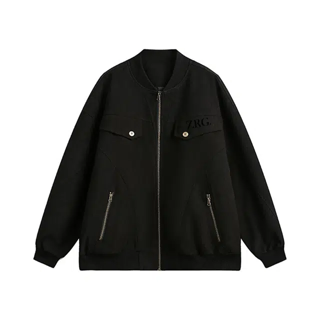 梓润格 美式简约百搭春季时尚高级感氛围感校园风酷飒帅气感上班族学生无性别主义设计感穿搭野营户外日常防风夹克 男女同款