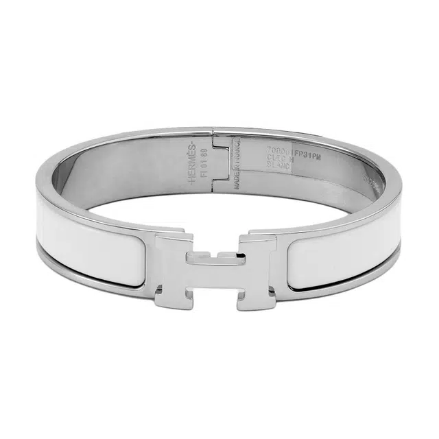 Hermes H Bracelet White Silver
