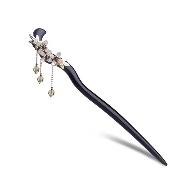 【桂子生辉·黄晶引缘】 凤凰涅磐 流苏#好运 盘发神器 新中式美学簪子 原创手工首饰 旗袍汉服穿搭配饰 黑檀 发簪 女款