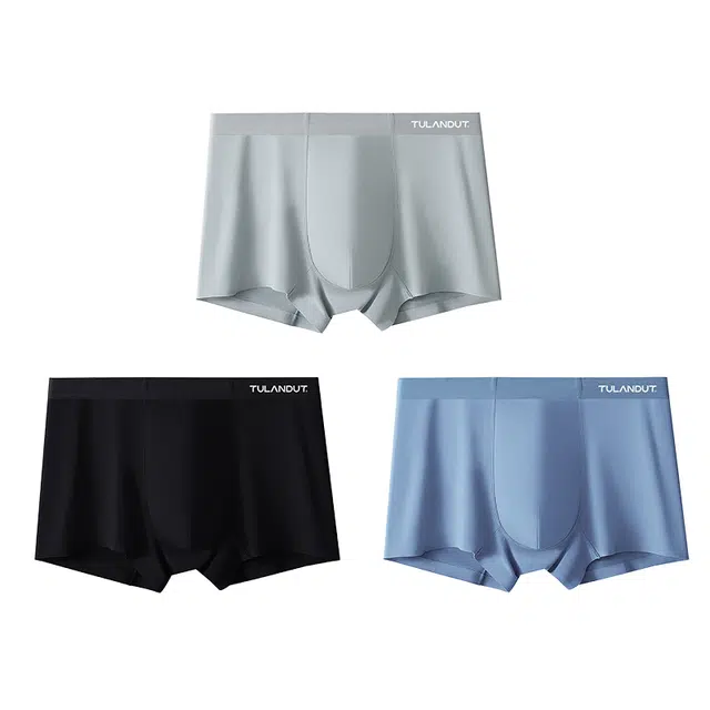 图兰朵 抗菌冰丝无痕凉感消臭轻薄透气短裤消臭功能抗菌裆部亲肤舒适简约风格平角内裤 男款