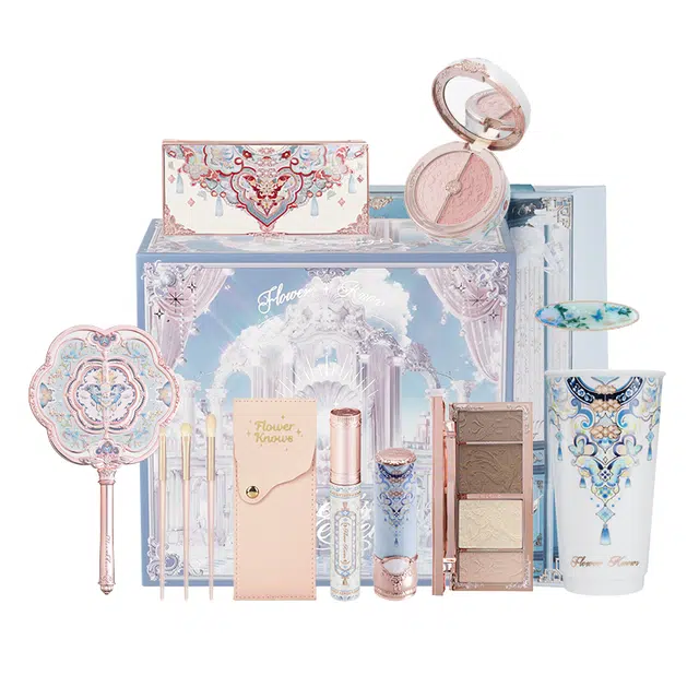 花知晓 雪绒礼盒彩妆套装 自然玻璃唇哑光