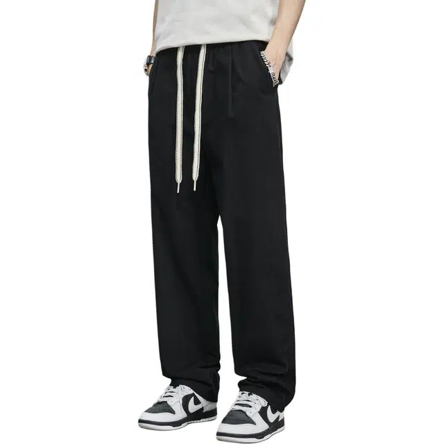 童先森 垂感潮流抽绳薄款高级感阔腿裤长裤休闲裤 男款