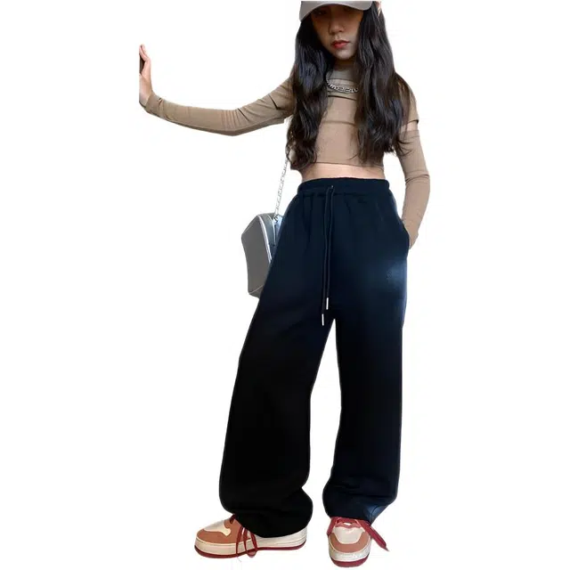 天才小熊女童夏季休闲裤运动裤大童潮牌 青少年裤子洋气时髦  舒适百搭 韩版直筒板