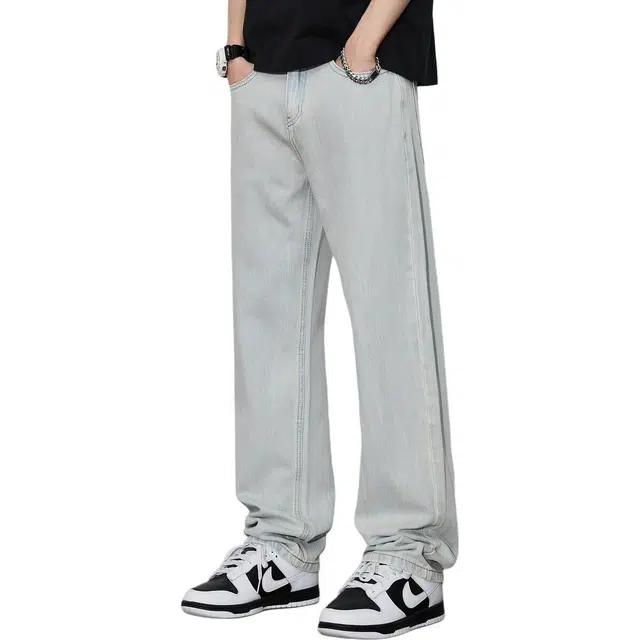 童先森 高街宽松直筒中腰长裤牛仔裤 男款