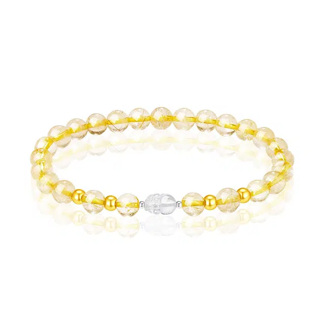 眰恦 招财纳福  轻奢风百搭  小众设计 独特个性 简约清冷感 饰品#好运天然 金发晶 手串 男女同款情侣款