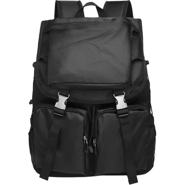 老人头 机能风个性街头潮流百搭轻便 织物 双肩包 男女同款情侣款 黑色