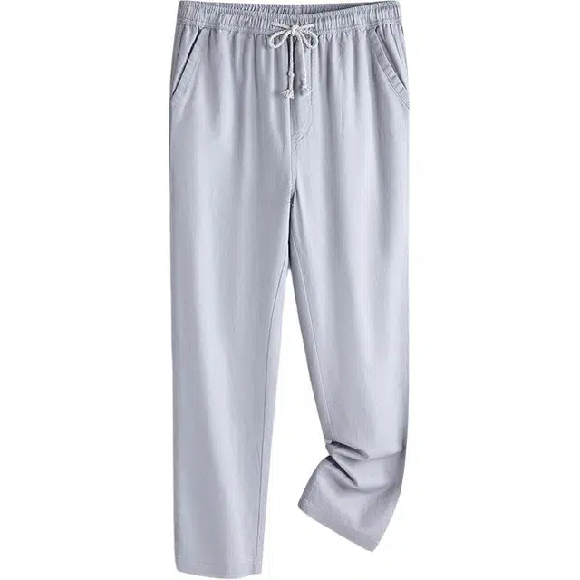 太子龍 高端亚麻男夏季薄款透气宽松抗皱直筒舒适简约百搭棉麻长裤休闲裤 男款