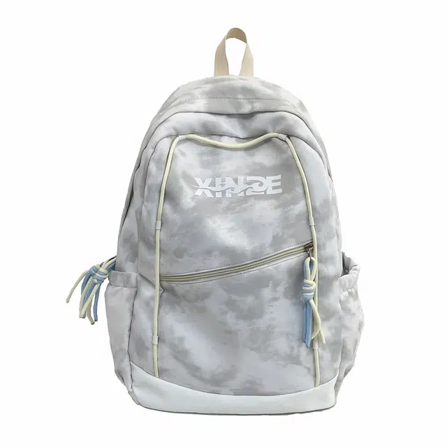 南潇湘 纯色字母百搭高颜值精美质感旅行潮流 尼龙 双肩包 常规 男女同款情侣款 白色/绿色/黑色/粉红色/酒红色