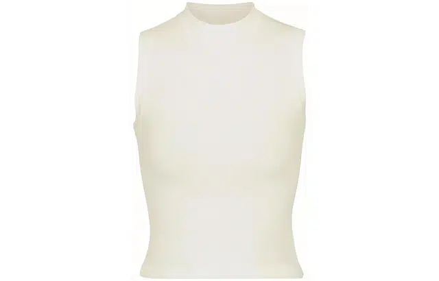 SKIMS COTTON JERSEY MOCK NECK TANK BONE