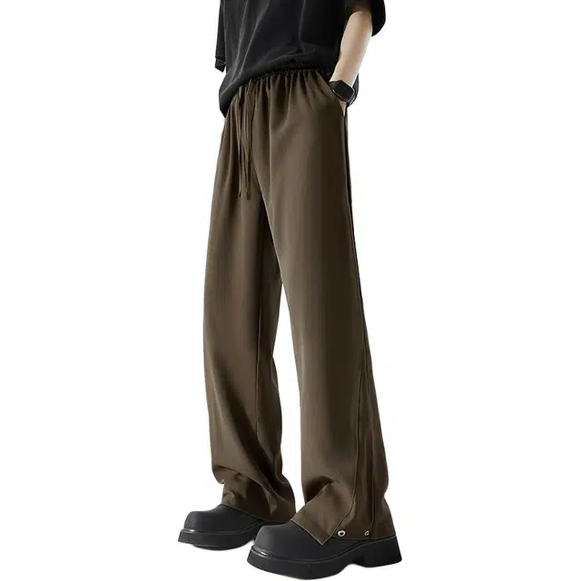 左岸 高街直筒阔腿长裤垂感拖地潮牌宽松休闲裤 男款