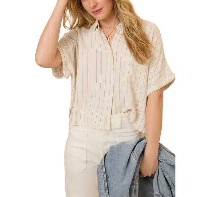 ALTAR'D STATE Sam Button Up Stripe Linen Shirt