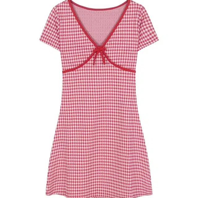 小卷要加油 法式蝴蝶结格子收腰裙子辣妹短袖连衣裙 女款