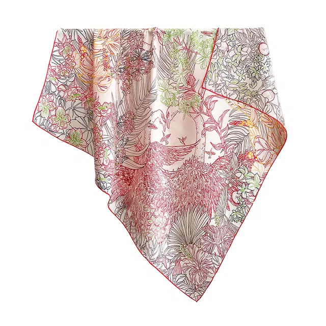 杭丝路 高端气质女士搭配户外装饰大方巾花纹日常真丝 桑蚕丝 丝巾 女款