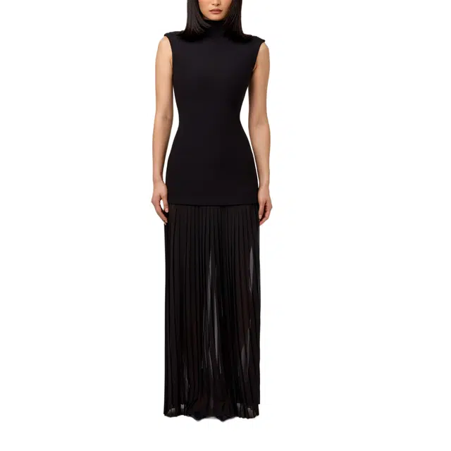 NAKED WARDROBE Pleated Sleeveless Maxi Dress