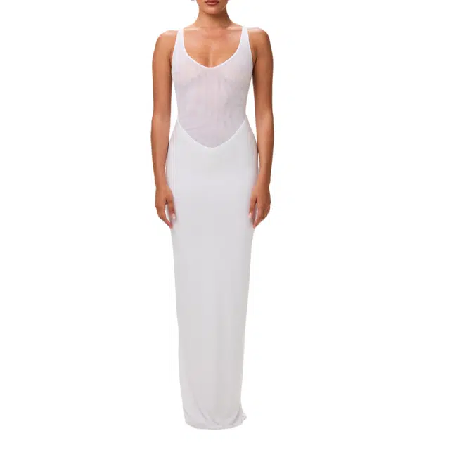 NAKED WARDROBE Hourglass Mesh Tank Maxi Dress