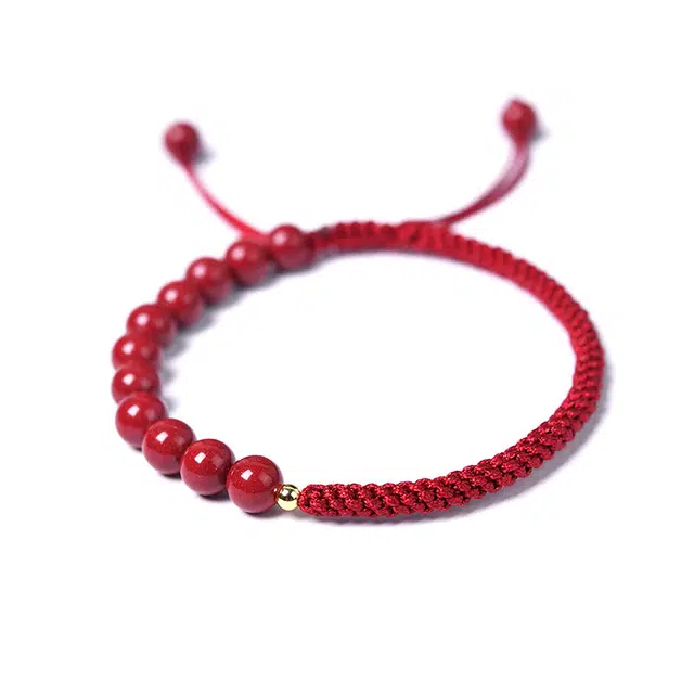 灵菲 【匠心手作 “朱”事顺利】新中式本命年紫金砂红绳 招财转运手工编织 #好运转运珠手饰 朱砂 手绳 女款