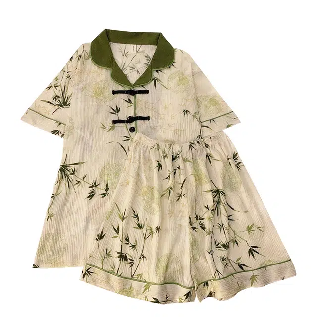 俏韵 翻领夏季甜美短袖短裤休闲风舒适薄款家居服可外穿睡衣套装 女款