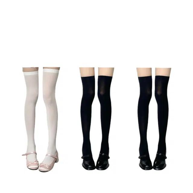 轻迎 过膝袜天鹅绒袜子打底日系丝袜 女款