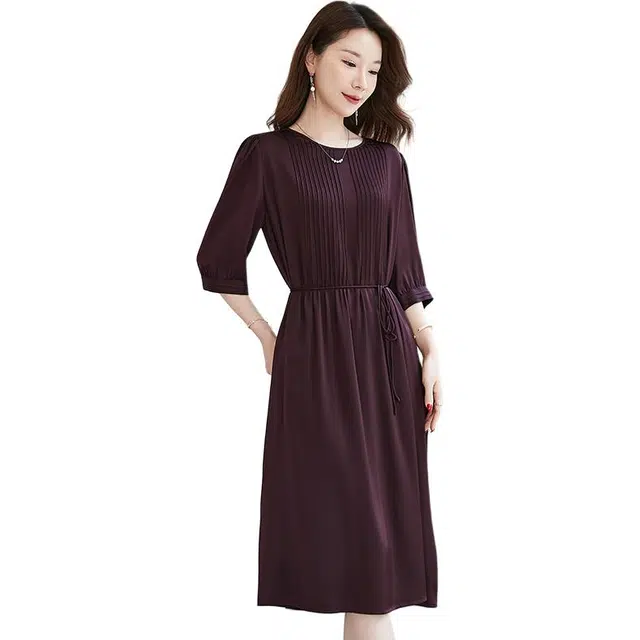 水墨佳人 通勤时尚休闲简约短袖连衣裙 女款