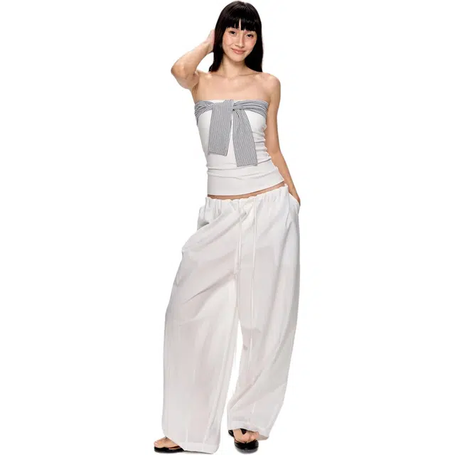 苏九儿 复古露背条纹绑带拼接设计感抹胸 女款