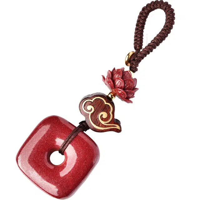 【匠心手作 好运莲莲】 灵菲 莲花平安扣钥匙扣 新中式高含量紫金砂平安转运挂件 #好运转运珠荷花挂坠 朱砂 吊坠 男女同款情侣款