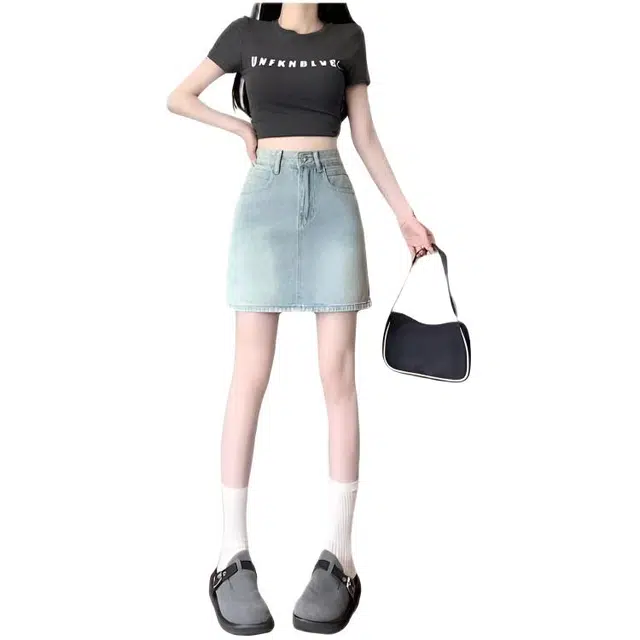木木兔 时尚舒适气质优雅百搭牛仔短裙 女款