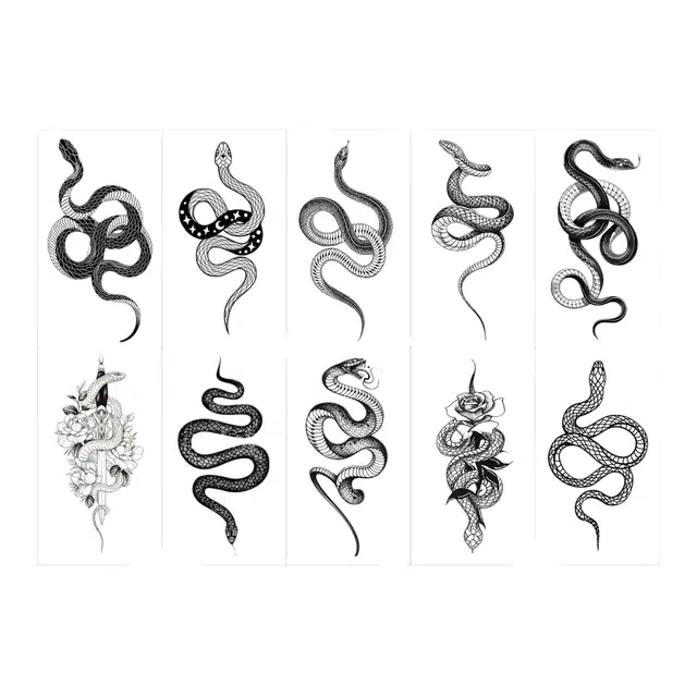 馨枕居  仿真刺青蛇纹图腾纹身贴一次性防水纹身贴纸