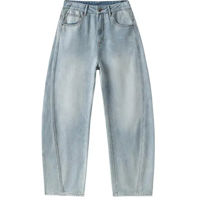 童先森 夏季薄款凉感休闲裤宽松阔腿垂感直筒裤牛仔裤 男款