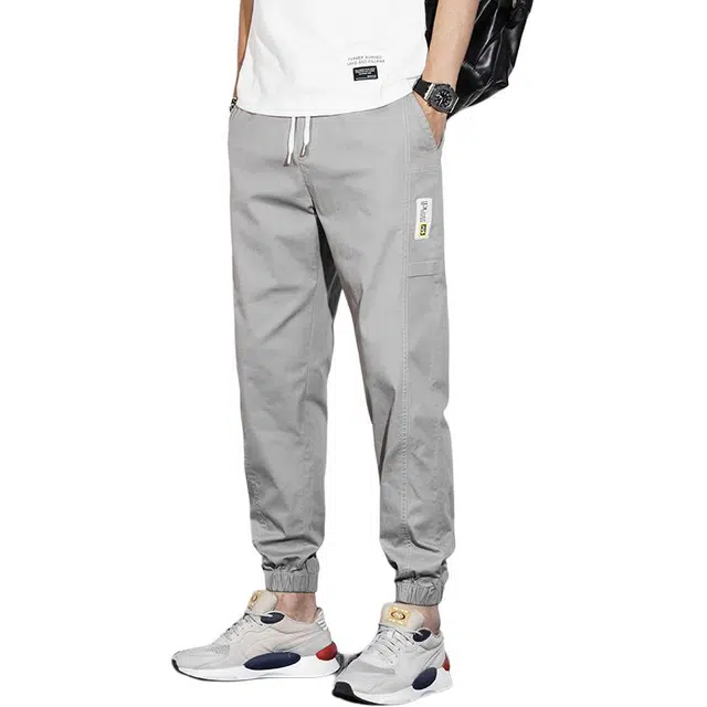 么宁 个性设计感宽松束脚裤薄款弹力简约百搭舒适透气潮流时尚休闲裤 男女同款