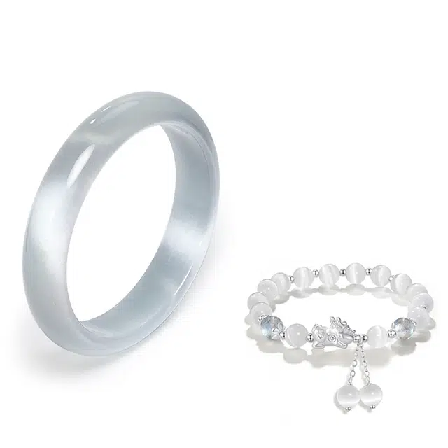 【细腻温婉】 琉堇 蓝水国风正圆美镯 贵妃感透蓝冰润江南美人中式轻奢贵气古典百搭汉服旗袍高级百搭通勤#好运 玻璃猫眼 手镯 女款