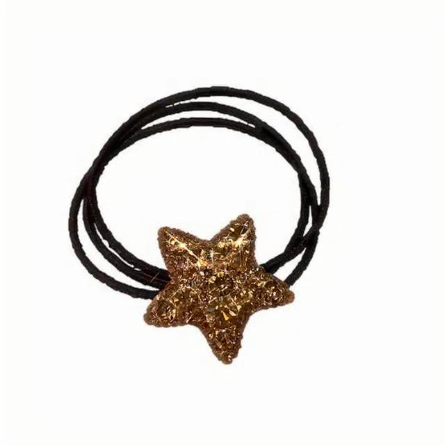 左欧 星星五角星头高级感发饰带钻头饰精致韩国头绳丸子 水钻 发圈 女款